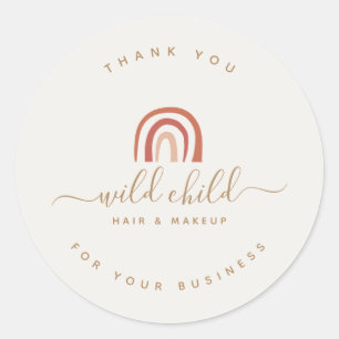 Simple Modern Script Trendy Abstract Rainbow Classic Round Sticker