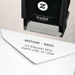 Simple Modern Script Wedding Return Address Self-inking Stamp