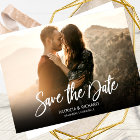 Simple Modern Script Wedding Save The Date Photo