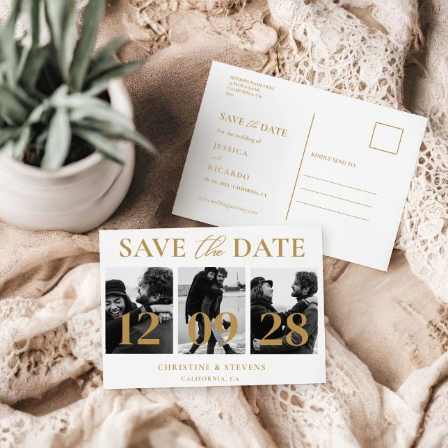 Simple Modern Script Wedding Save The Date Photo Postcard (Creator Uploaded)