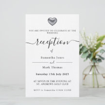 Simple Modern Silver Heart Reception 