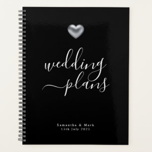 Simple Modern Silver Heart Wedding Planner