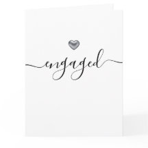 Simple Modern Silver Heart White Engaged