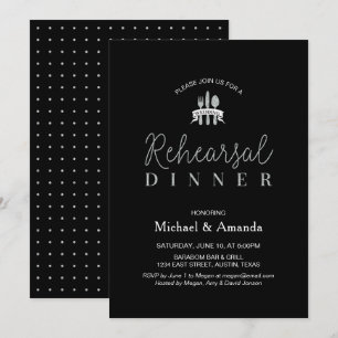 Simple Modern Silver Wedding Rehearsal Dinner Card