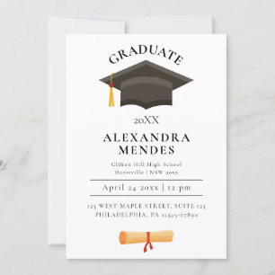 Simple Modern Simple Gold Script Graduation Party Invitation