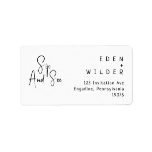 Simple Modern Sip And See RSVP Return Address Label