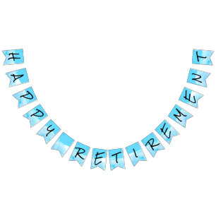 Simple Modern Sky Blue Watercolor Happy Retirement Bunting