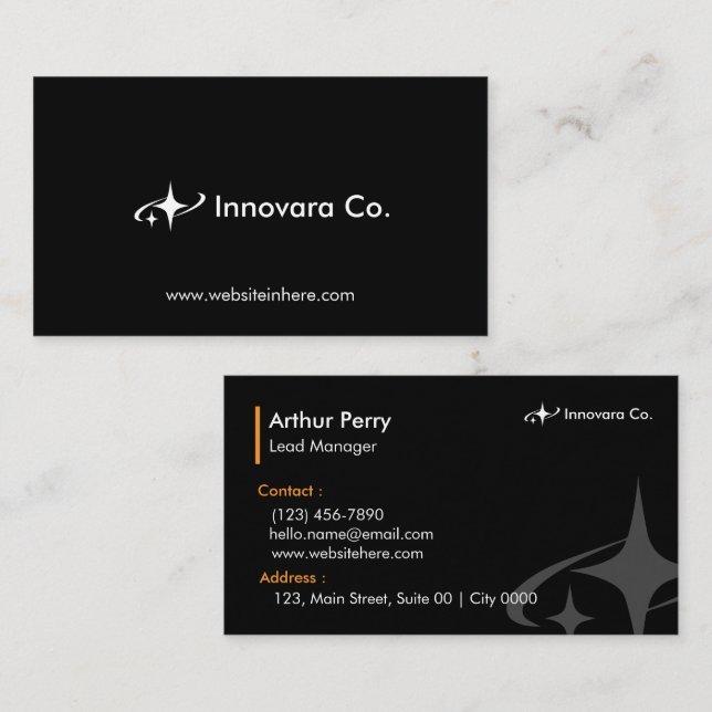 Simple Modern Sleek Black White Typography Bold Business Card (Front/Back)