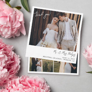 Simple Modern Snapshot Wedding Photo Thank You Card
