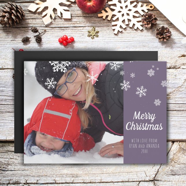 Simple Modern Snowflake Merry Christmas Photo Card (Creator Uploaded)
