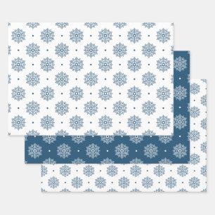 Simple Modern Snowflake Pattern Teal Christmas Wrapping Paper Sheet