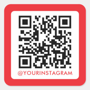simple modern social media qr code instagram square sticker