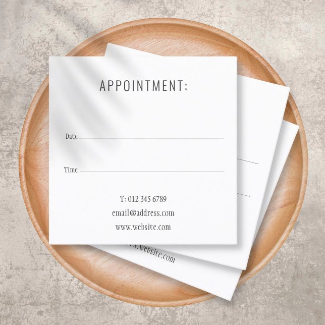 Simple  Modern Square Appointment Card (Creator Uploaded)