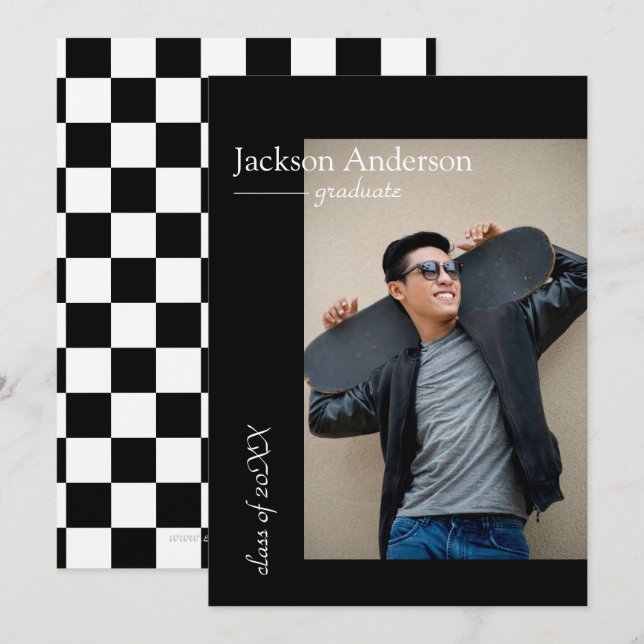 Simple Modern Squares - Graduation Announcement (Front/Back)