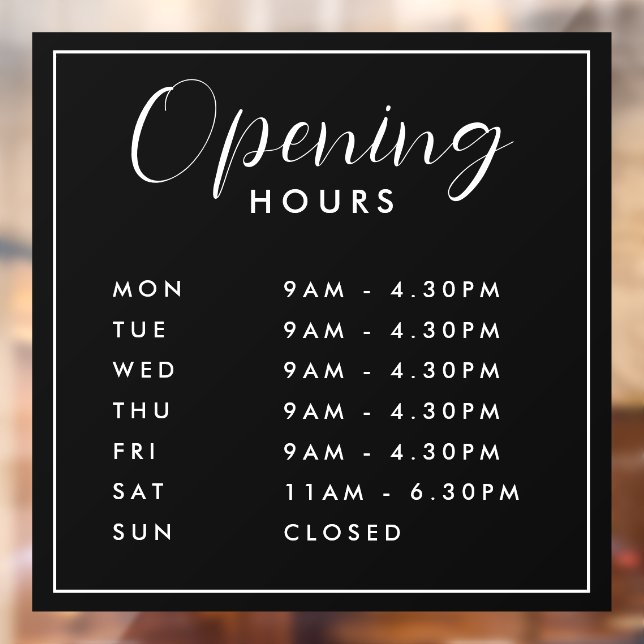 Simple Modern Store Opening Hours handwritten text (Sheet 2)