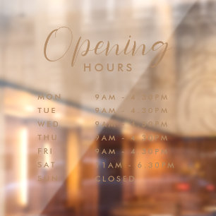 Simple Modern Store Opening Hours handwritten text