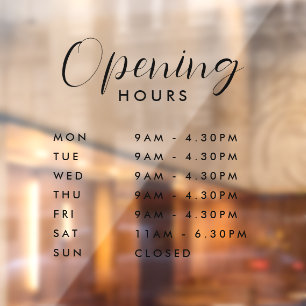 Simple Modern Store Opening Hours handwritten text