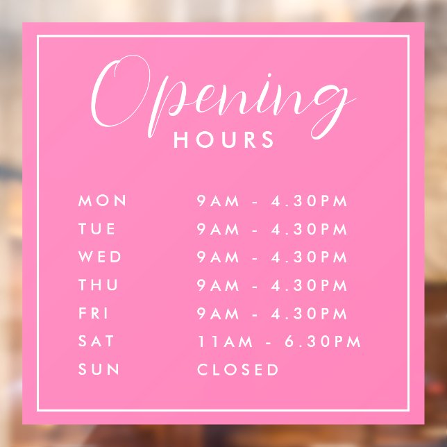 Simple Modern Store Opening Hours pink  (Sheet 2)