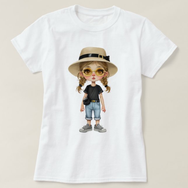 Simple Modern : Stylish Girl T-Shirt (Design Front)