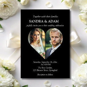 simple Modern Stylish heart Photo chic wedding Invitation