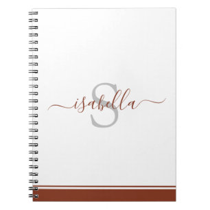 Simple Modern Stylish Monogrammed Elegant Rust Notebook