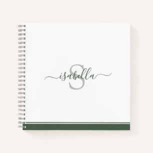 Simple Modern Stylish Monogrammed Evergreen Notebook