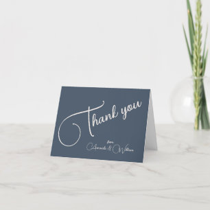 Simple Modern Stylish Navy Blue Thank You Card
