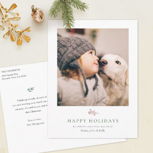 Simple Modern Stylish Personalised Photo Holiday Postcard