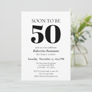 Simple Modern Surprise 50th Birthday Party Invitation