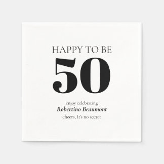 Simple Modern Surprise 50th Birthday Party Napkin