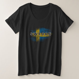 Simple Modern Sweden Flag Swedish Souvenir  Plus Size T-Shirt