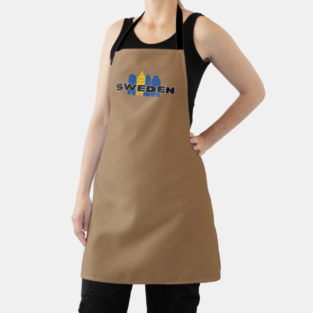 Simple Modern Sweden Swedish country Flag Souvenir Apron (Insitu)