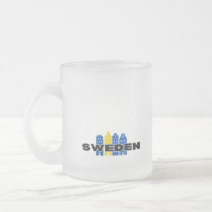 Simple Modern Sweden Swedish country Flag Souvenir Frosted Glass Coffee Mug