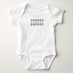 Simple Modern Sweden Swedish Flag Country Souvenir Baby Bodysuit
