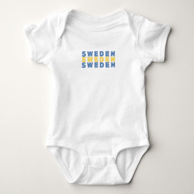 Simple Modern Sweden Swedish Flag Country Souvenir Baby Bodysuit (Front)