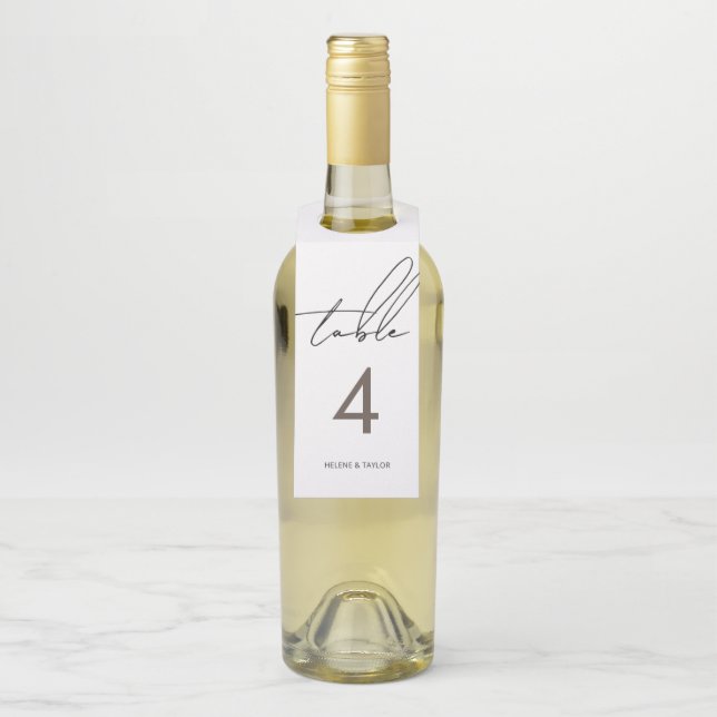 Simple Modern Table Number Bottle Tag (On Bottle)