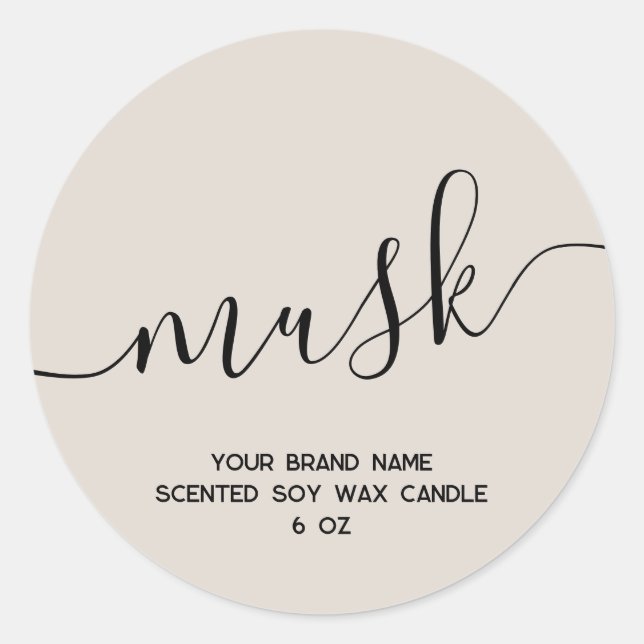 Simple modern tan minimal candle label (Front)