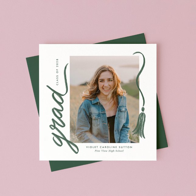 Simple Modern Tassel Graduation Announcement (Creator Uploaded)