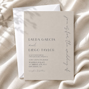 Simple Modern Taupe Wedding Invitation