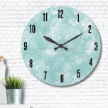 Simple Modern Teal Blue<br><div class="desc">A soft turquoise or teal blue watercolor backdrop provides the perfect canvas for a cute and contemporary watercolor clock. This design is subtle yet striking, offering just the right amount of colour and flair without being over the top. The Simple Modern Turquoise Teal Blue Watercolor Large Clock brings a touch...</div>