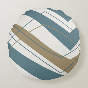 Simple Modern Teal Gold Round Cushion