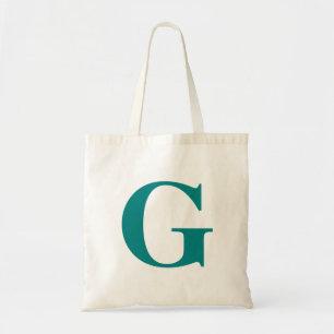 Simple Modern Teal Initial Tote Bag