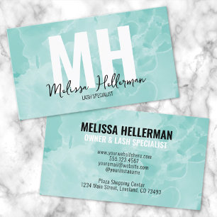 Simple Modern Teal Monogram Business Card