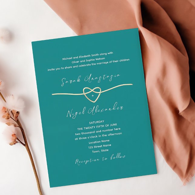 Simple Modern Teal Wedding Invitation (Creator Uploaded)