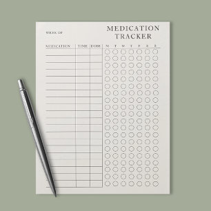 Simple Modern Tearaway Weekly medication tracker Notepad