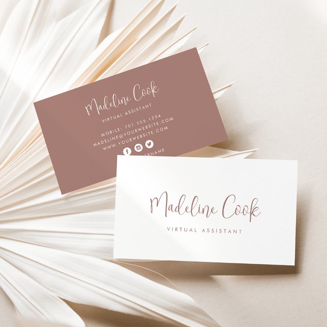 Simple Modern Terracotta Calligraphy Social Media Business Card (Creator Uploaded)