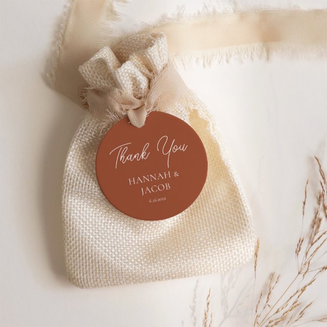 Simple Modern Terracotta Wedding Favour Sticker Tags (Creator Uploaded)