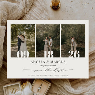 Simple Modern Text and Photo Horizontal Wedding Save The Date