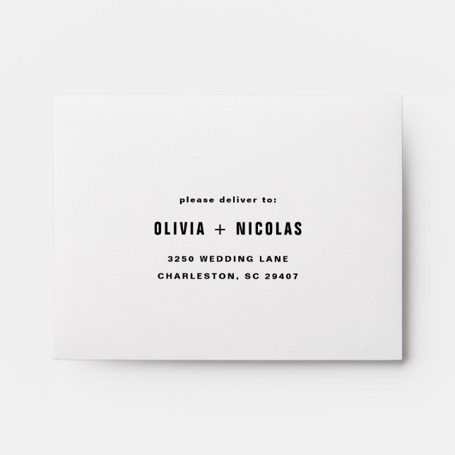 Simple Modern Text and Stripes | White RSVP Envelope (Front)