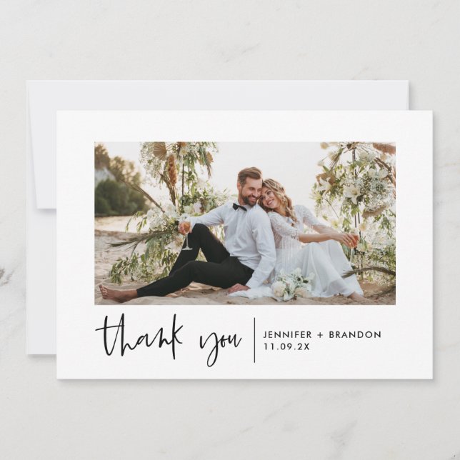 Simple Modern Thank you card | Photo Wedding (Front)